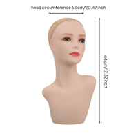 Shouldered Mannequin Head Matte Hairpiece Display Bust Skin-Tone Hairpiece Display Head