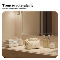 Bow Print Cosmetic Case Large Capacity Portable Skincare Organizer for Dorm Room