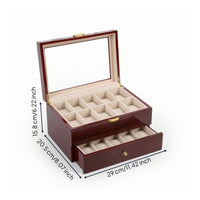 Watch Box with Drawer Padded Watch Display Case Shielded Organizer for Dresser