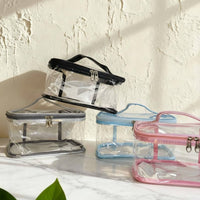 Holographic Makeup Bag Zippered Closure Transparent Toiletry Bag Double Layer