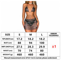 2 Pieces Halter Crop Top and Mini Skirt Set Glittering for Clubwear, Night Out