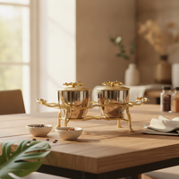 Condiment Jar with Stand Ornate Seasoning Pot with Rack Anti-Corrosive for Hosts