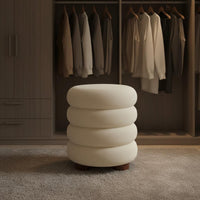 Cream Design Round Ottoman Comfortable Seating Soft Makeup Stool for Women