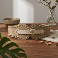 Wide Elastic Waist Belt Flexible & Comfortable StuddedWestern Adjustable Fashion Accessory for Women