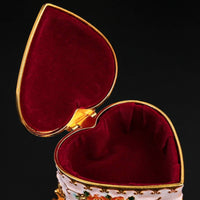 Floral Pattern Jewelry Box European Design Small Storage Gold Trim for Bedroom