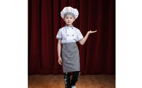 3 Pieces Includes Hat and Apron Kids Chef Costume Double Breasted Jacket Children's Cook Uniform Gingham Trim Kids Baker Costume for Toddlers, School Plays