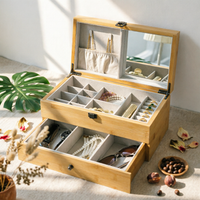 Two-Tier Jewelry Box Divided Compartments Storage Item Hinged Lid