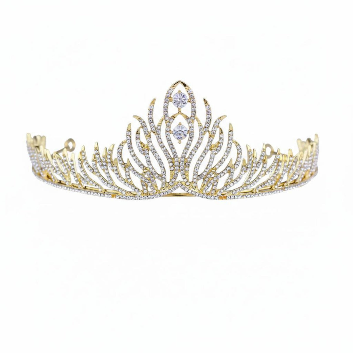 Bridal Crown Regal Design Bridal Feather Tiara Crystal Princess Crown High Glow Crystal Wedding Headpiece Sparkling