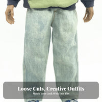 1/6 Scale Doll Jeans Trendy Design 1/6 Scale Jeans Realistic Texture