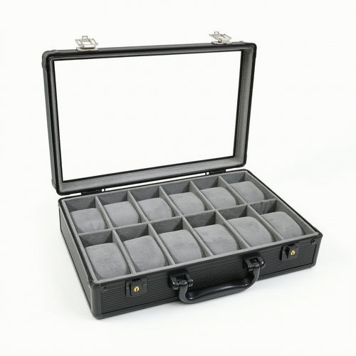 Watch Suitcase 12 Slot Watch Case with Clear Lid Sturdy for Collectors, Travel