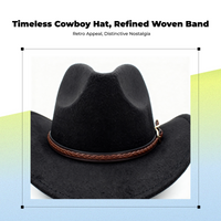 Wool cowboy hat, wide brim, unisex