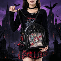 Ita Backpack with Transparent Panel Clear Window Gothic Backpack Wing-Shaped-Wing Bag Skull for Cosplayers, Teens, Cosplay, Everyday Wear
