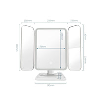 Tri-Fold Makeup Mirror Rechargeable Beauty Accessory Touch Control for Desk