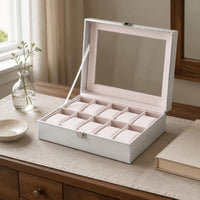 Watch Display Case Divided Compartments Hard Shell Watch Box Padded