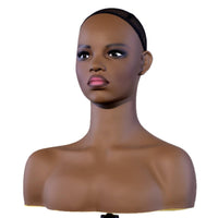 Mannequin Head with Shoulders Tanned Mannequin Bust Matte for Cosplayers