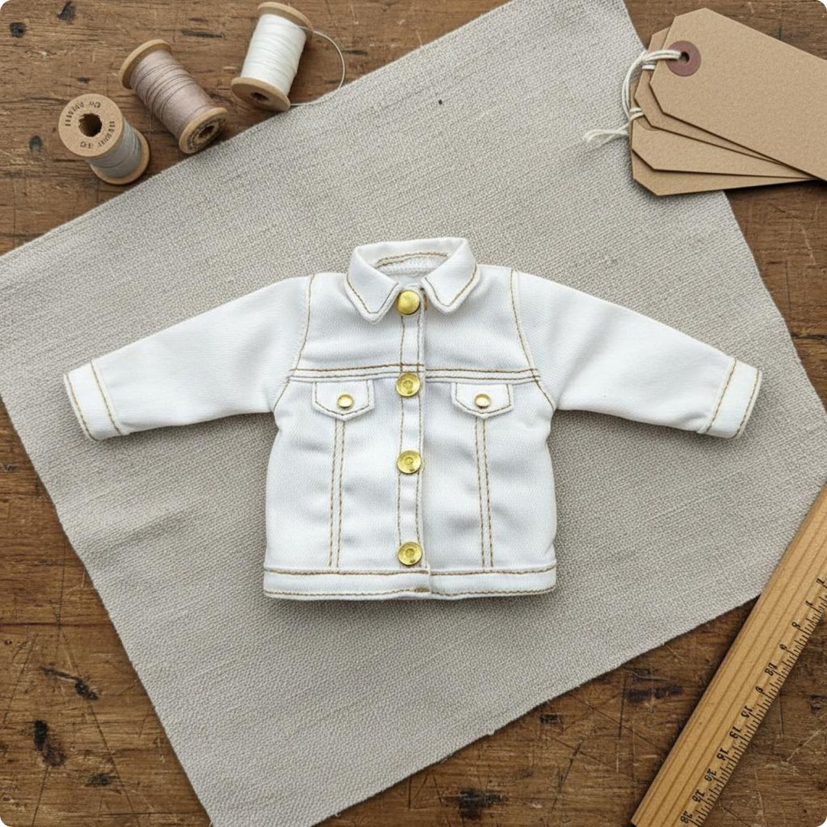 Doll Denim Jacket Fashionable Miniature Button-up Jacket Handmade for Hobbyists