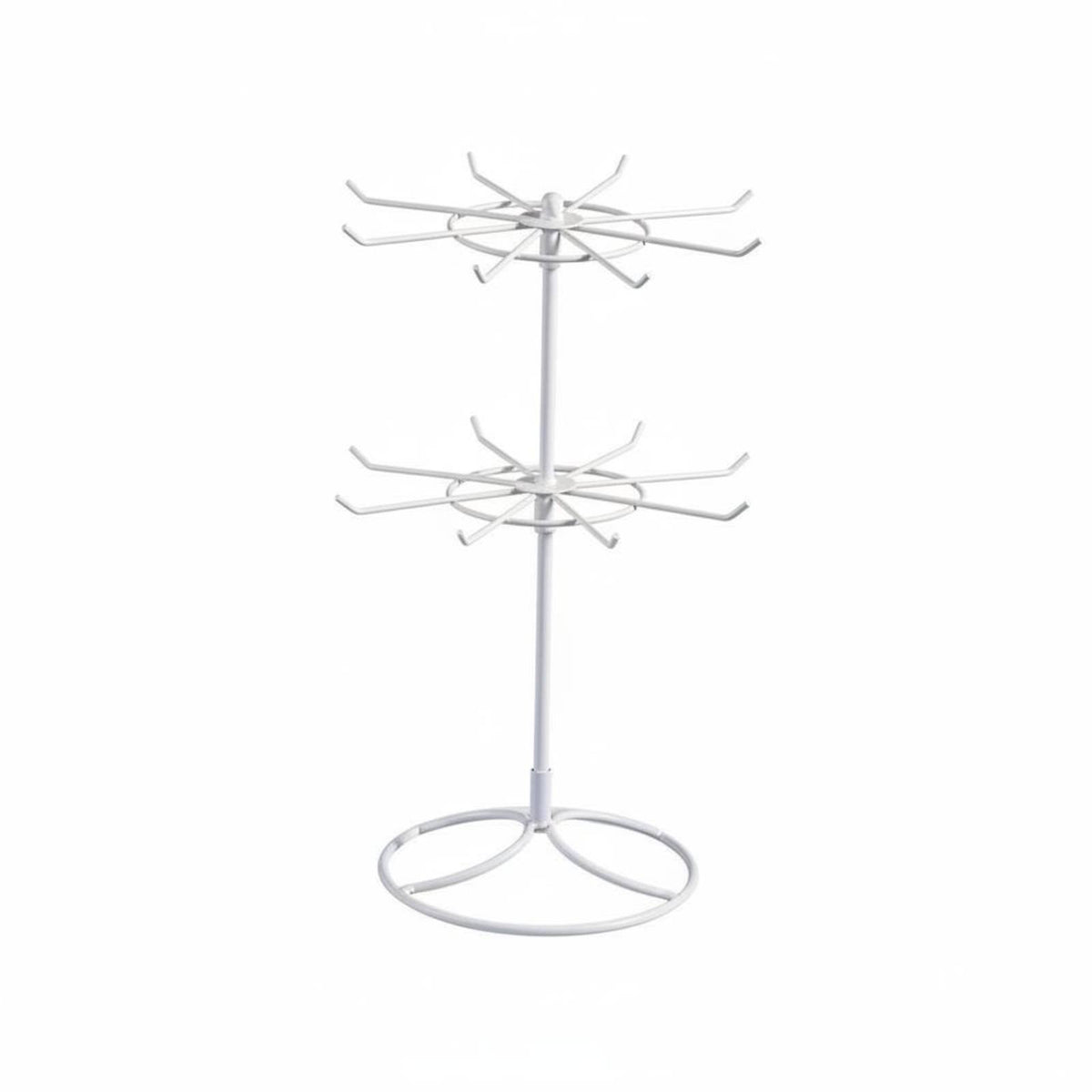 2 Tier Rotating Jewelry Stand Detachable Metal Necklace Hanger Easy Assembly