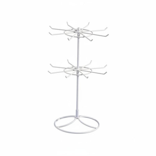 2 Tier Rotating Jewelry Stand Detachable Metal Necklace Hanger Easy Assembly