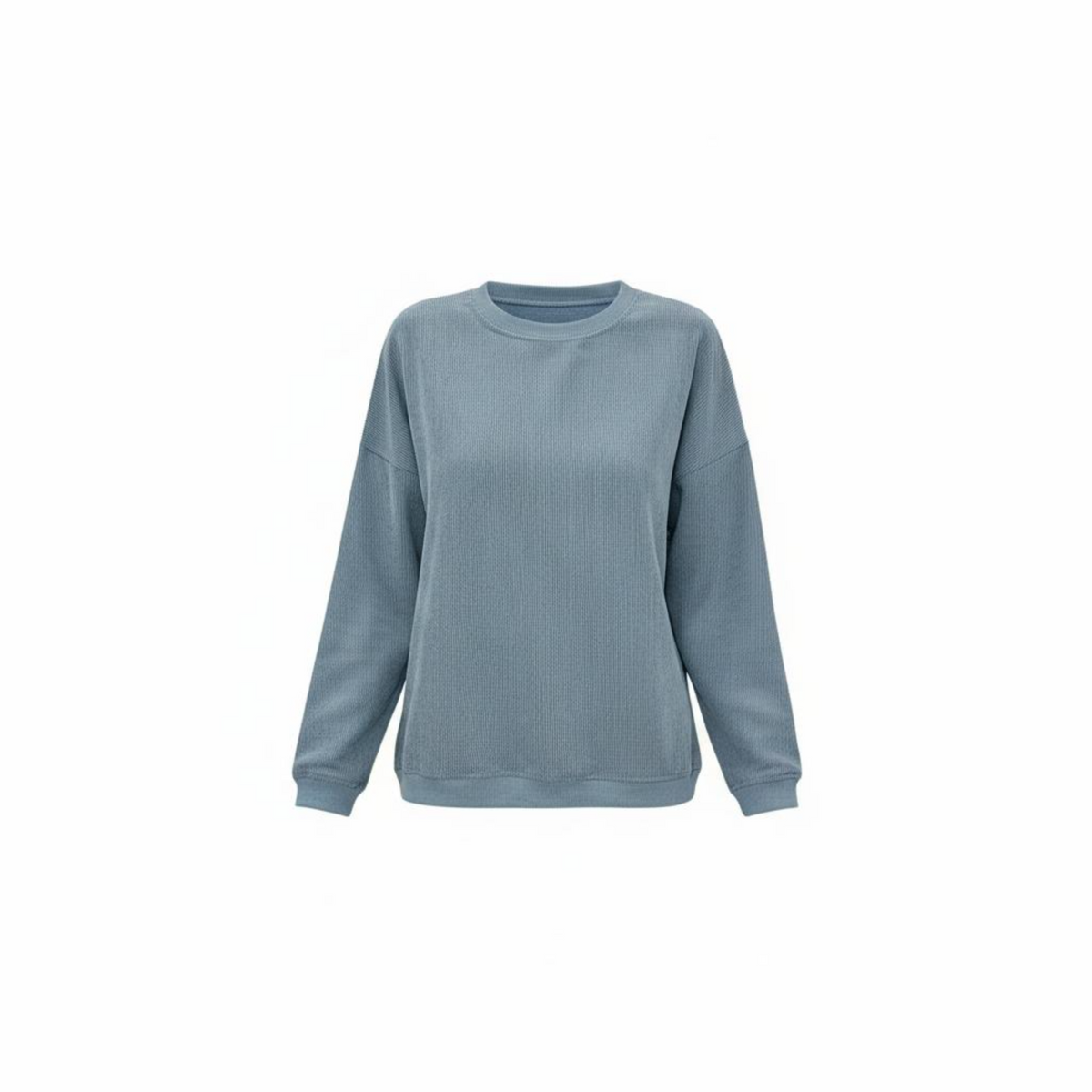 Corduroy Top, Round Neck, Long Sleeve Pullover, Winter