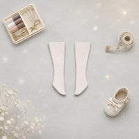 White Doll Socks Plain Miniature Clothing Straight Cuff