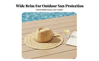 Crown Top Straw Hat Hand-Woven Wide Brim Straw Hat Headwear Adjustable Fit Chic Accessory Breathable for Women, Summer, Beach