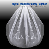 European Bridal Veil, Double Tier, Bead Crystal Embroidery, Iron Comb, Wedding Party