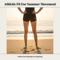 Athletic Shorts, Mid Rise, Comfy Movement, Black, Women