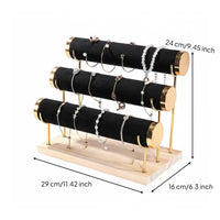Minimalist Design 3 Tier Bracelet Holder Detachable Rods Bracelet Bar Organizer Easy to Assemble for Boutique, Vanity Table, Craft Shows