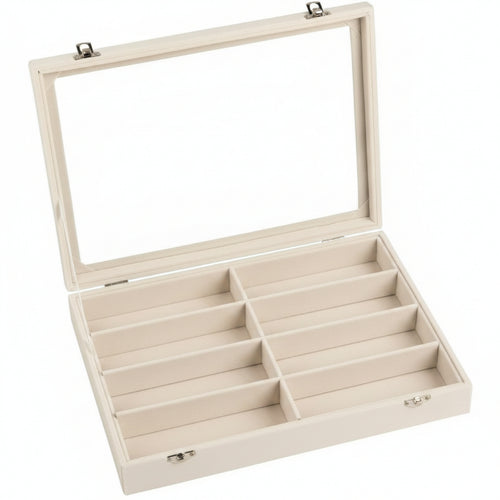 8 Slot Eyeglasses Box Divided Compartments Glasses Storage Holder