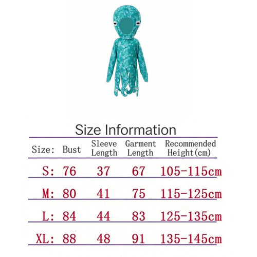Squid Costume Sea Creature Costume Dress-up Clothing for Young Children, Halloween, School Plays