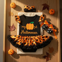 3 Pieces Flutter Sleeve Tutu Romper Skin-Friendly Material for Photoshoot
