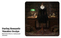 Black Bell Sleeve Dress Vintage Inspired Gothic Mini Dress Heart-Shaped Neckline