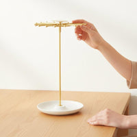 Necklace Carousel Display Large Capacity Jewelry Stand with Tray for Dresser