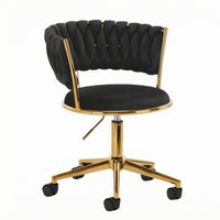 Tufted Swivel Chair Padded Seating Curved Backrest