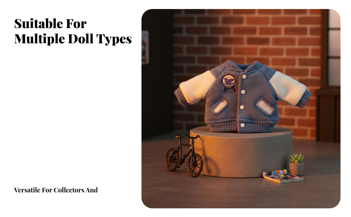 OB11 Doll Outfit Gift OB11 Doll Athletic Jacket Snap Button Closure Miniature Baseball Jacket for Display
