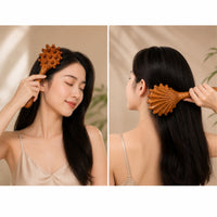 Wooden Head Massage Comb Handheld Wooden Scalp Massager Stress-Relief for Home