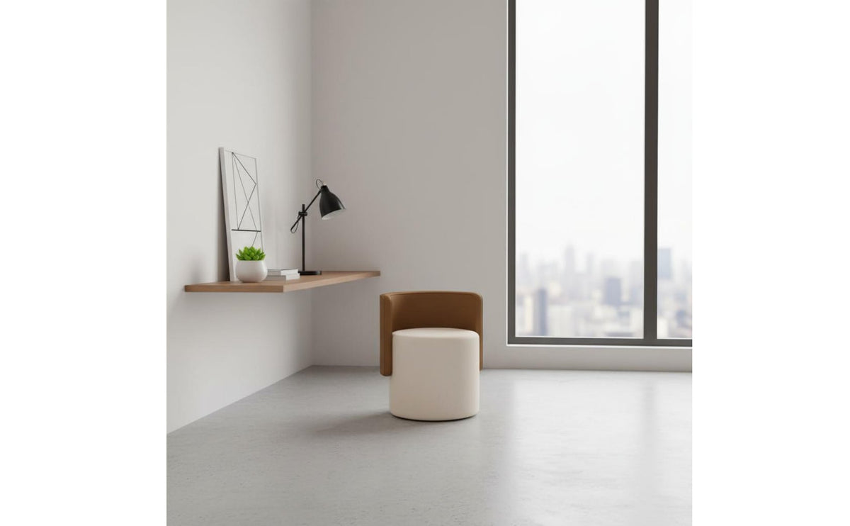Comfortable Backrest Upholstered Dressing Table Seat Silent Rotation Round Swivel Vanity Stool Space-Saving Bedroom Furniture for Women