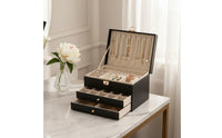 Pu Leather Jewelry Box Gift-Ready Quilted Jewelry Storage Box Scratch-Resistant