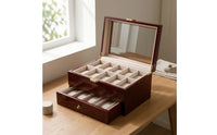 Watch Box with Drawer Padded Watch Display Case Shielded Organizer for Dresser