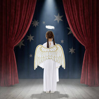 Celestial Costume with Feathered Appendages and Radiant Circlet Soft Material Kids Celestial Dress with Feathered Appendages And