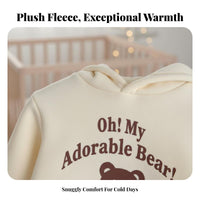 Autumn Winter Double-Sided Fleece Hooded Sweatshirt, Thick Warm Pullover, Cute Letter Pattern, Holiday Top for Babies