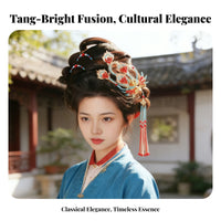 Tang Time Design Headdress Intricate Beadwork Mythical Avian Tassel Hair Crown Mythical Avian Hair Crown Set Elegant