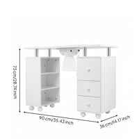 Manicure Table with Drawer and Cabinet Storage Space Manicure Desk LED Lamp Arm