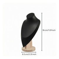 Human Bust Necklace Stand Round Base Wooden Necklace Display Bust
