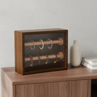 Acrylic Front Jewelry Box Clear View Window Wooden Watch Storage Case Dustproof