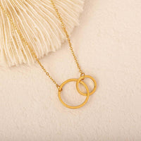 Double Hoop Pendant Necklace Stainless Steel Interlocking rings Necklace Minimalist Design Double Hoop Pendant for Women, Girls, Daily Wear, Office