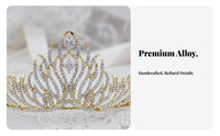 Bridal Crown Regal Design Bridal Feather Tiara Crystal Princess Crown High Glow Crystal Wedding Headpiece Sparkling