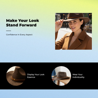 Western Wool Fedora Hat Wide Brim Sun Protection