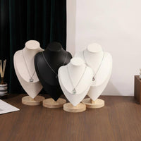 Human Bust Necklace Stand Round Base Wooden Necklace Display Bust