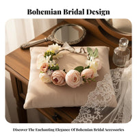 Bohemian Floral Crown Headband, Handmade Flower Hair Accessory, Bridal Wedding Photo Prop